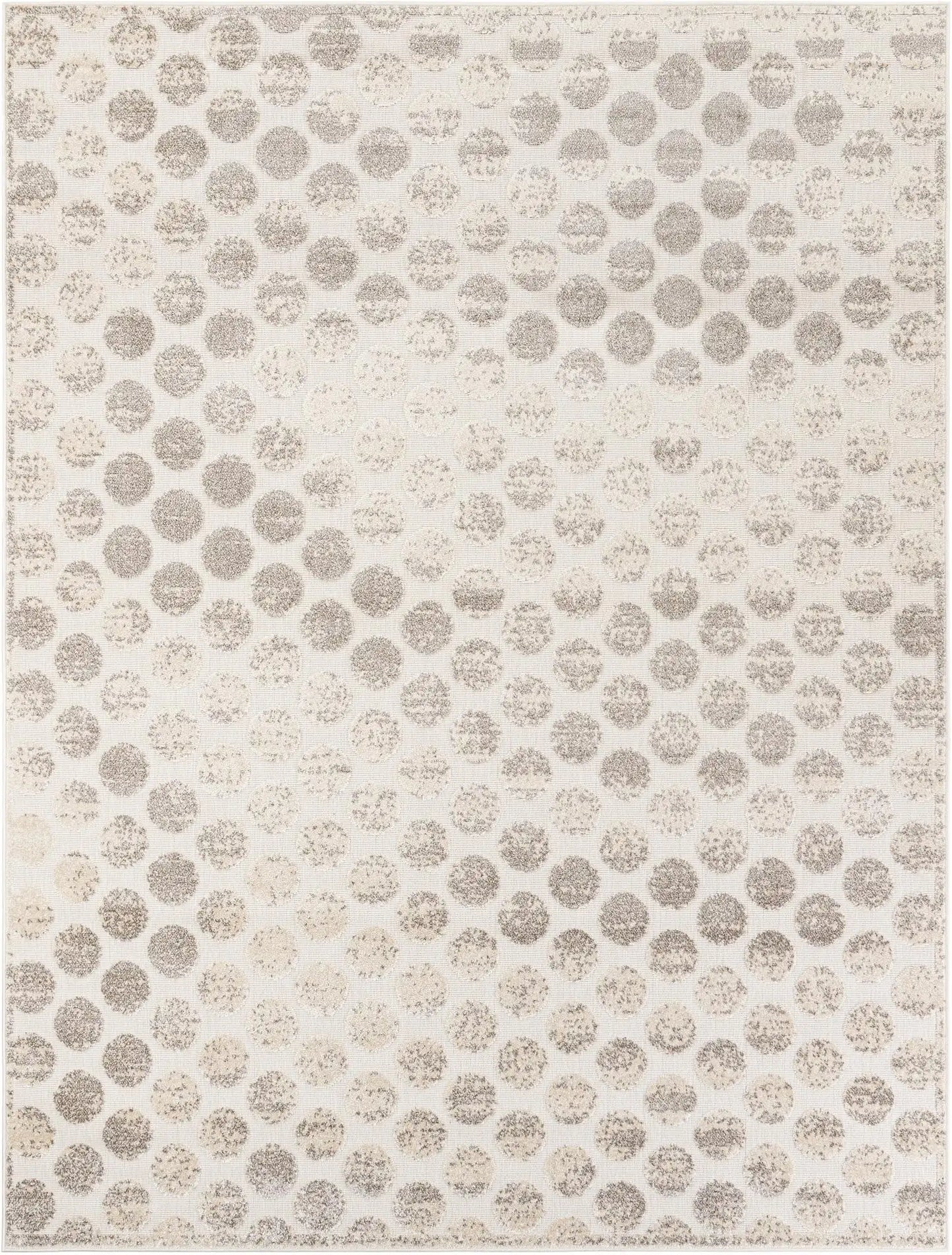 Beige and Ivory Sabrina Soto Indoor/Outdoor Rectangle Rug with Circles