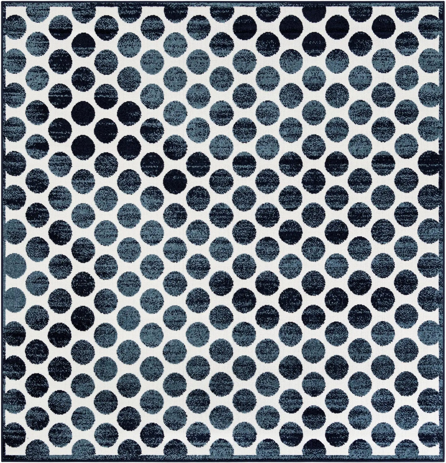 Navy Blue Sabrina Soto Indoor/Outdoor Square Rug with Circles