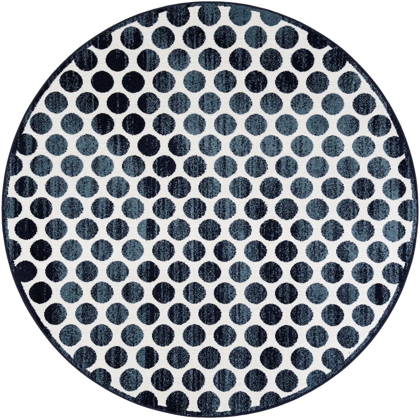 Gray Sabrina Soto Indoor/Outdoor Round Rug with Circles