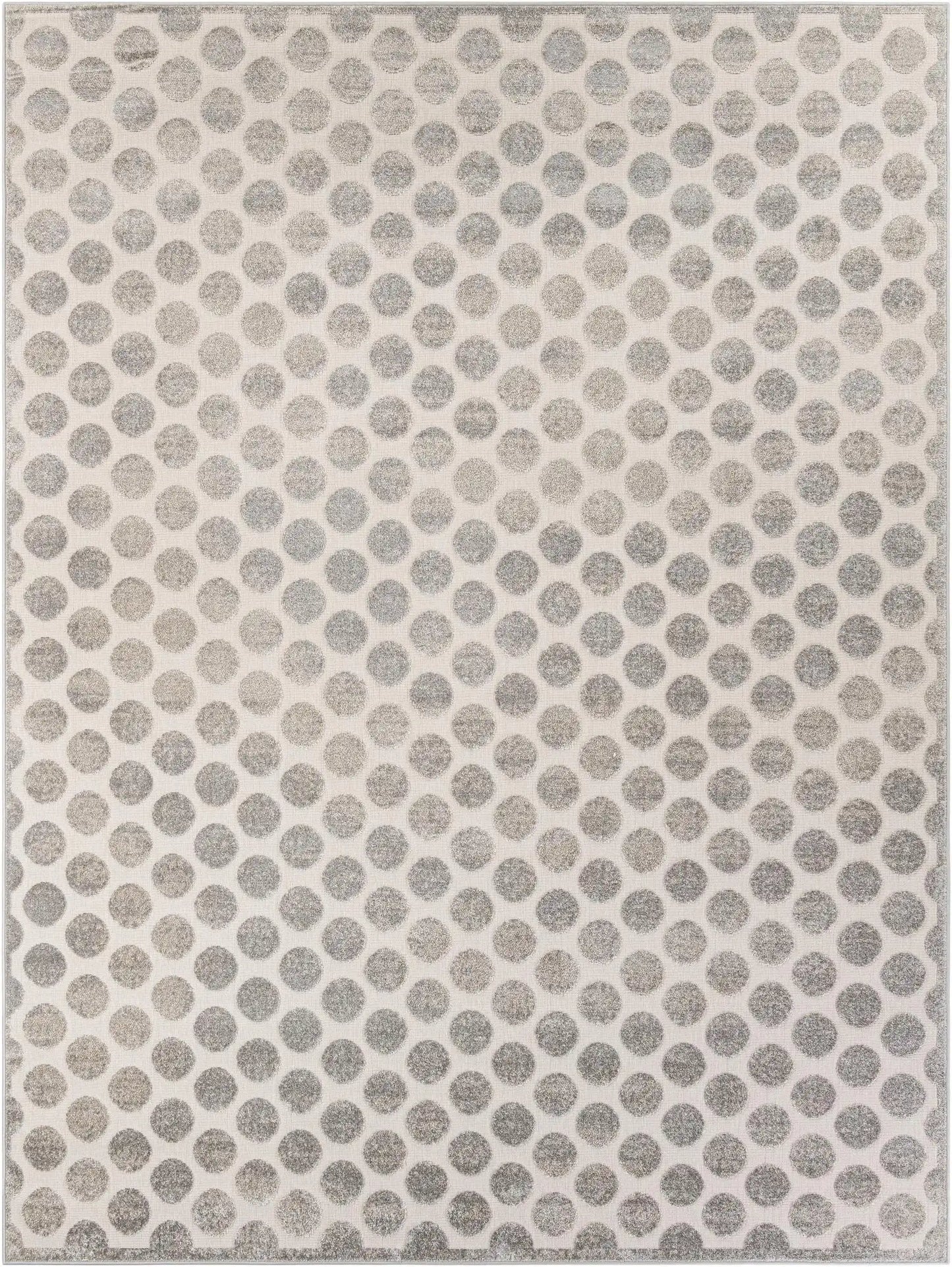 Beige and Ivory Sabrina Soto Indoor/Outdoor Rectangle Rug with Circles