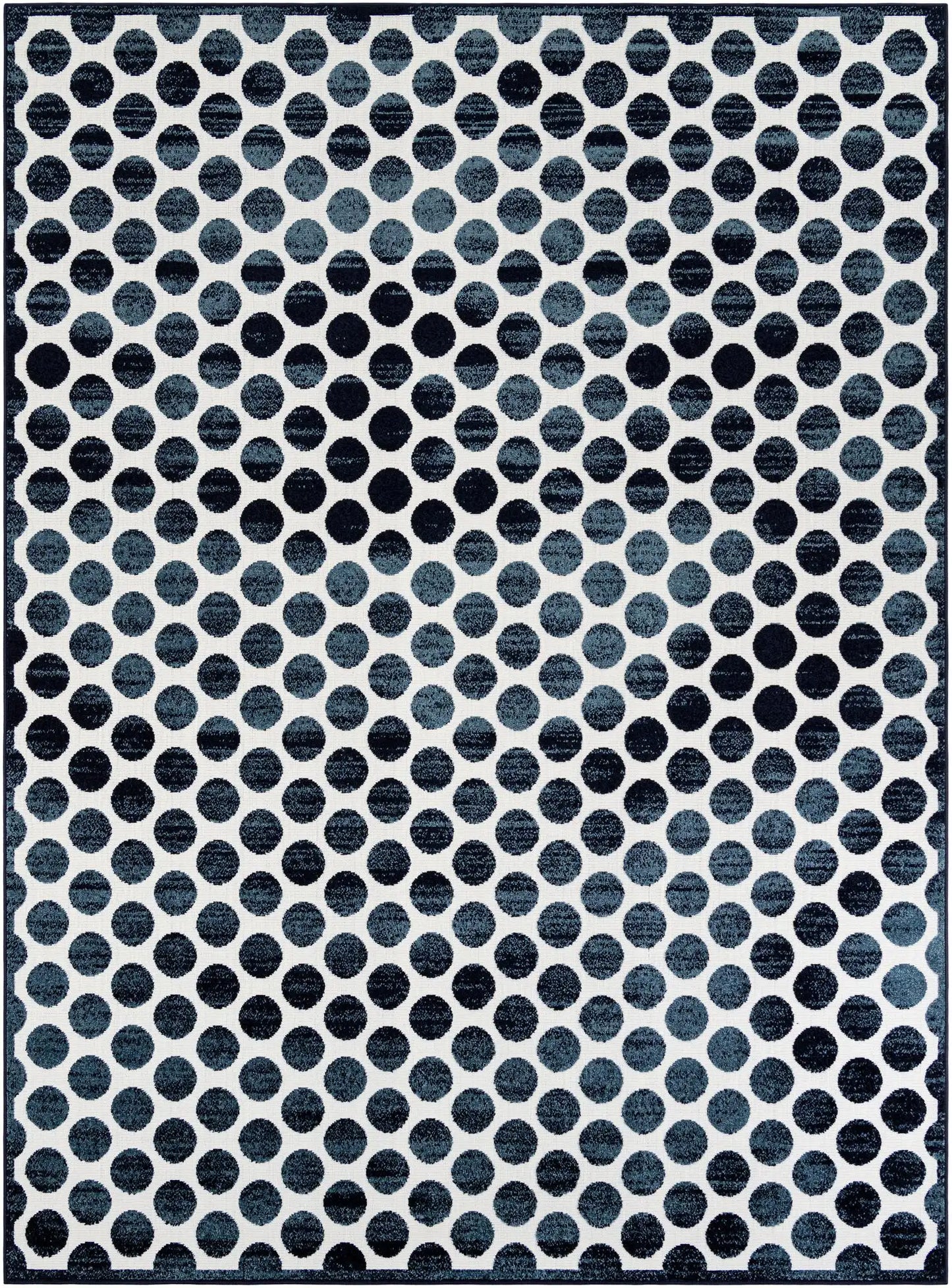 Navy Blue Sabrina Soto Indoor/Outdoor Rectangle Rug with Circles