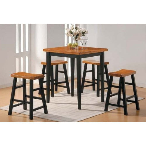 Dining > Dining Sets - 5 Piece Counter Dining Set In Oak/Black