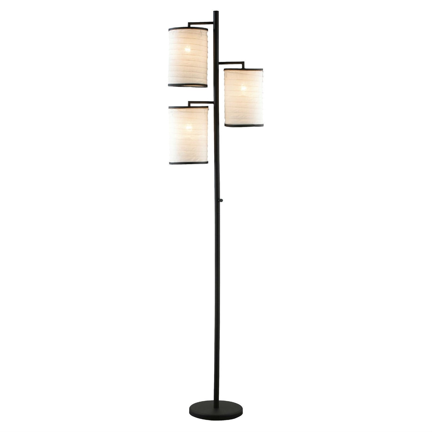 Lighting > Floor Lamps - Modern Japanese Style 3-Light Tree Floor Lamp With Cotton Shades
