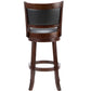 Dining > Barstools - Cherry 29-inch Solid Wood Bar Stool With Faux Leather Swivel Seat
