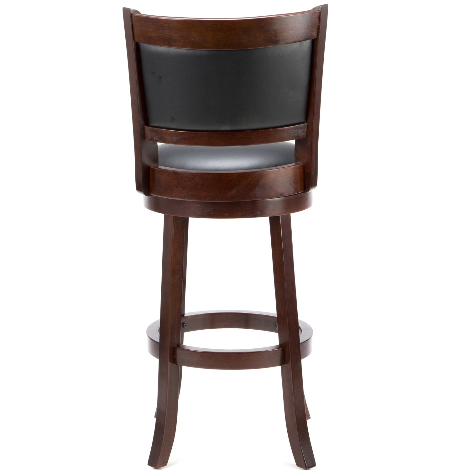 Dining > Barstools - Cherry 29-inch Solid Wood Bar Stool With Faux Leather Swivel Seat