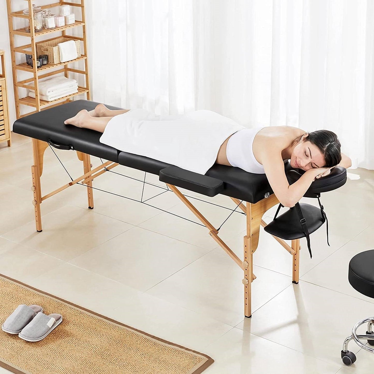 Accents > Massage Tables - Black Adjustable Portable Massage Folding Table