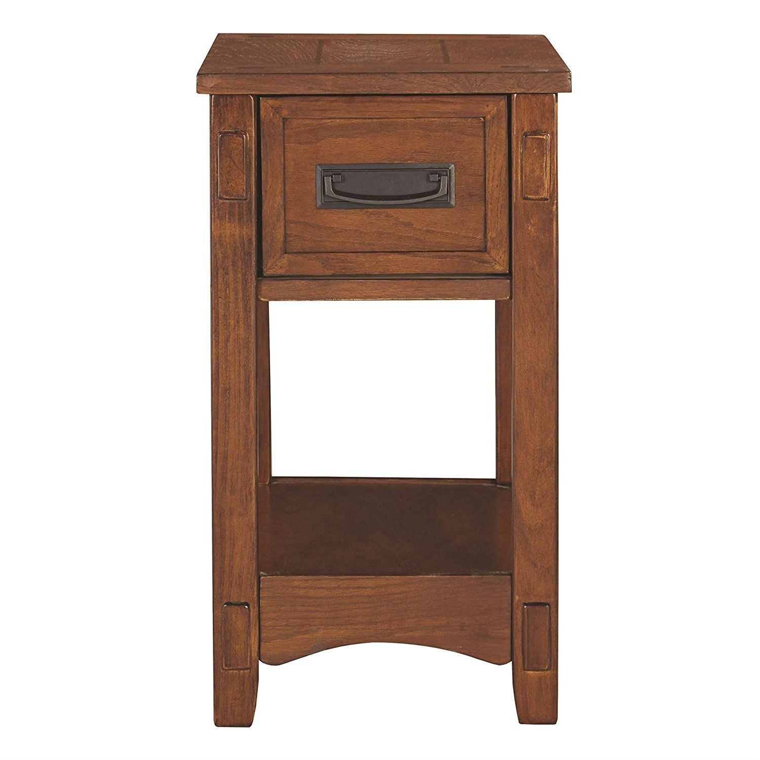 Bedroom > Nightstand And Dressers - Mission Style 1-Drawer End Table Nightstand In Brown Wood Finish