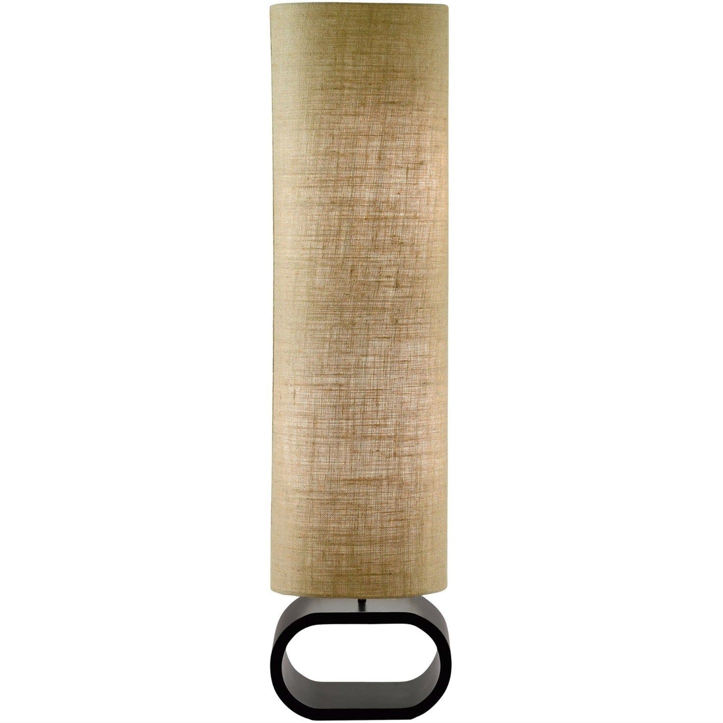 Lighting > Floor Lamps - Cylinder Shape Medium Brown Burlap Floor Lamp With Bent Wood Base