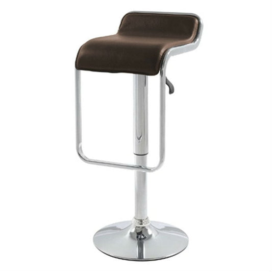Dining > Barstools - Modern Swivel Adjustable Height Bar Stool With Brown Leatherette Seat