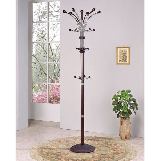 Accents > Coat Racks - Wood And Metal Coat Rack Hat Stand With Hooks On Top And Middle
