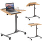 Office > Computer Desks - Mobile Laptop Desk Cart On Wheels With Wood Top