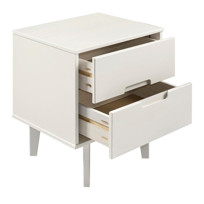 Bedroom > Nightstand And Dressers - FarmHouse 2 Drawer Solid Wood Nightstand White