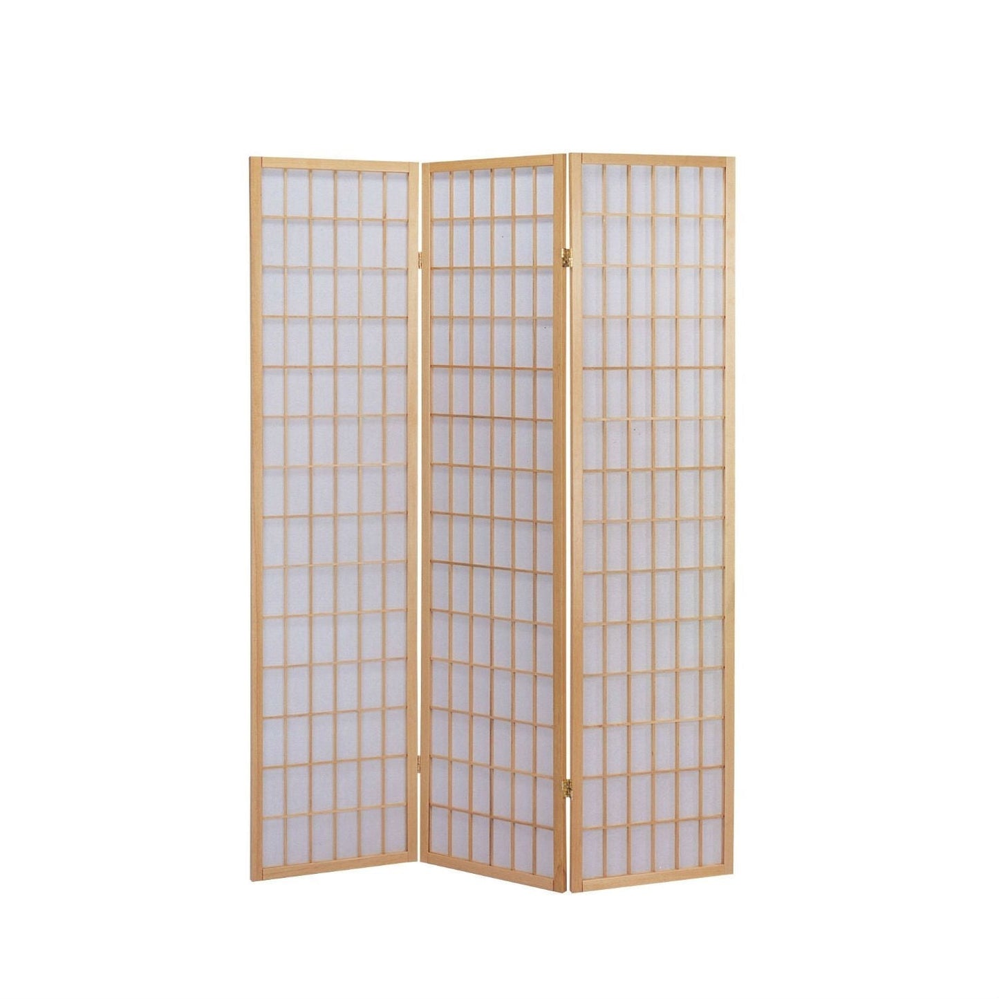 3-Panel Wooden Room Divider Japanese Shoji Screen in Natural-Novel Home