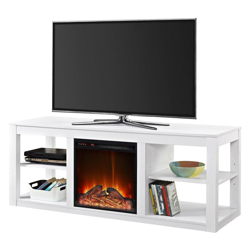 Accents > Electric Fireplaces - Modern 2-in-1 Electric Fireplace TV Stand In White