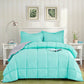 Bedroom > Comforters And Sets - Full/Queen Traditional Microfiber Reversible 3 Piece Comforter Set In Blue/Grey