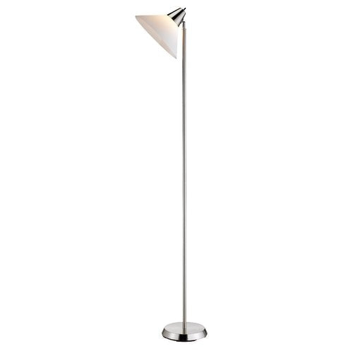 Lighting > Floor Lamps - Contemporary Swivel Floor Lamp With Bowl Shade In Satin Steel Finish