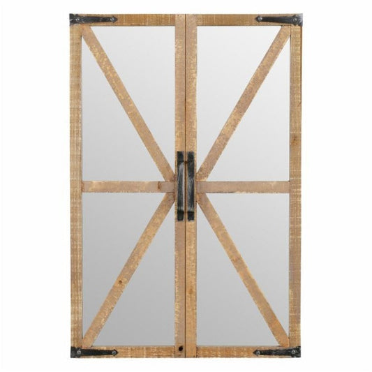 Accents > Mirrors - Rustic Vintage Faux Barn Doors Farmhouse Wall Mirror