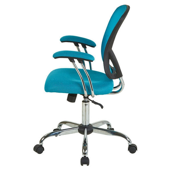 Office > Office Chairs - Blue High Back Mesh Office Chair With Padded Armrest