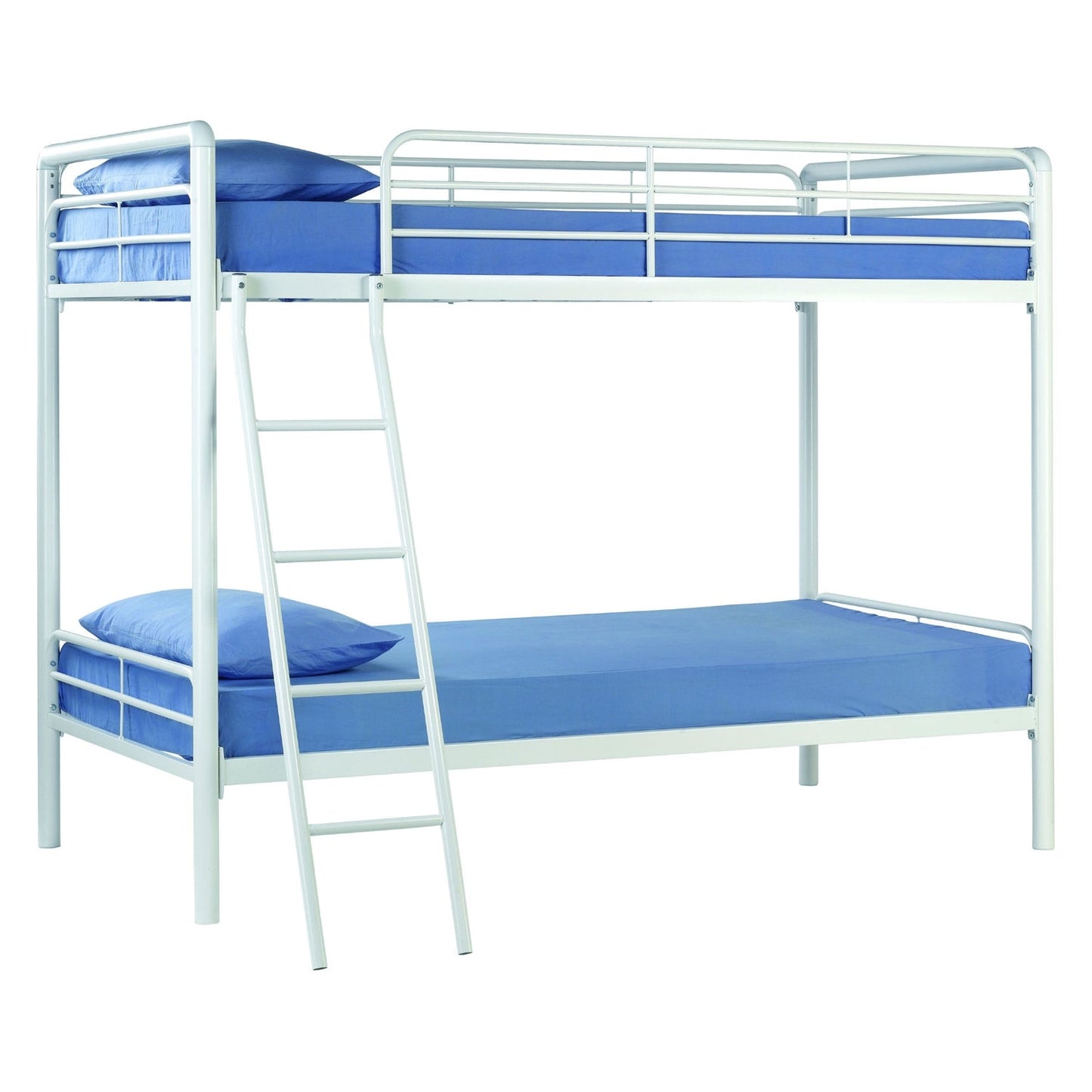 Bedroom > Bed Frames > Bunk Beds - Twin Over Twin Bunk Bed With Ladder In White Metal Finish
