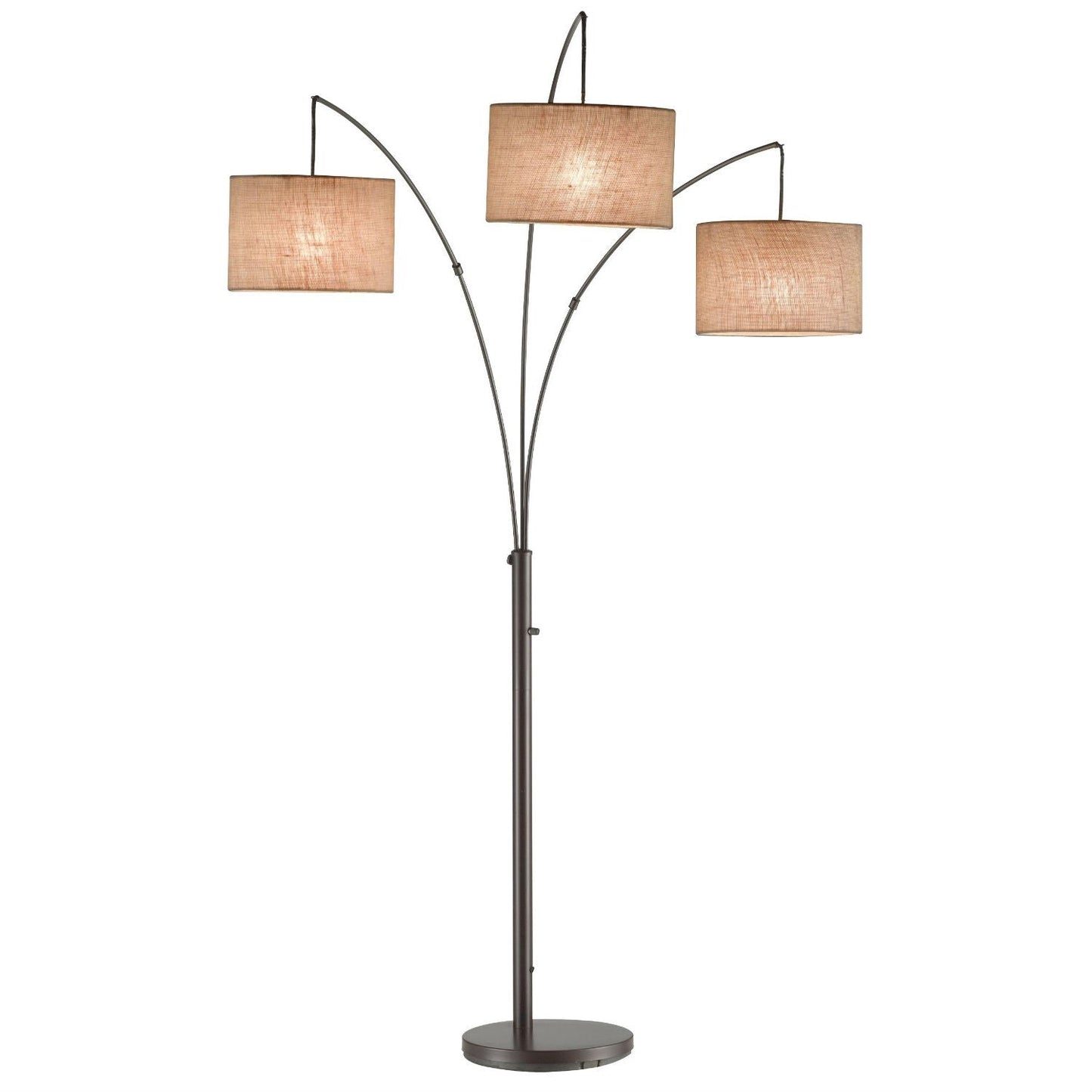 Lighting > Floor Lamps - Modern 3-Light Arch Floor Lamp In Antique Bronze With Drum Style Shades
