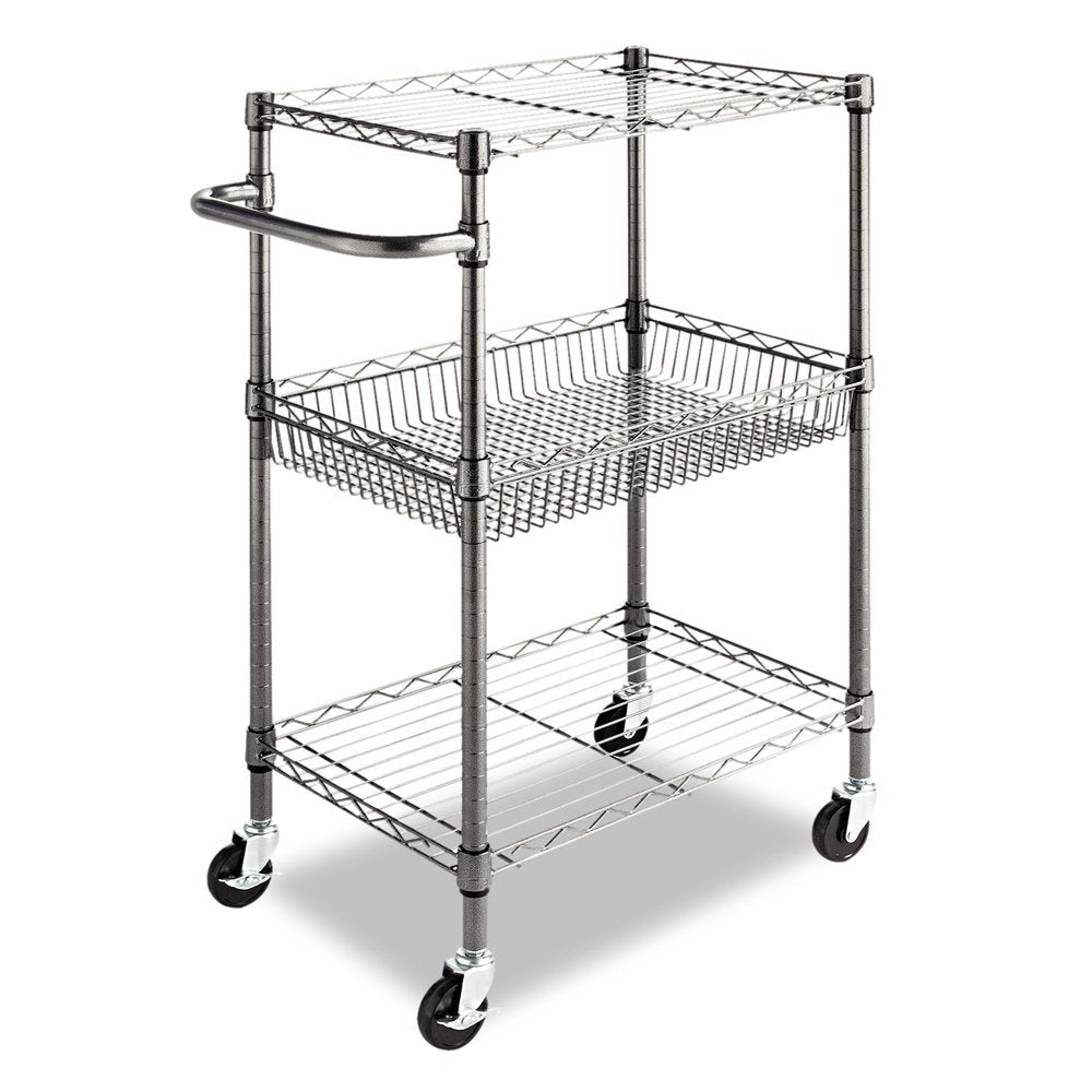 Kitchen > Kitchen Carts - 3-Tier Metal Kitchen Cart / Utility Cart With Adjustable Shelves And Casters