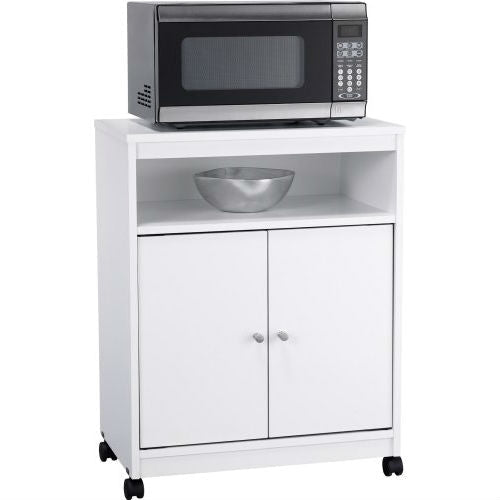 Kitchen > Kitchen Carts - White Utility Cart / Kitchen Microwave Cart With Casters
