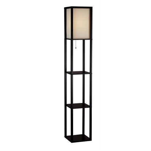 Lighting > Floor Lamps - 63-inch Black Modern Floor Lamp With Silk Shade