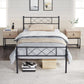 Bedroom > Bed Frames > Platform Beds - Twin Size Traditional Powder Coated Slatted Metal Platform Bed