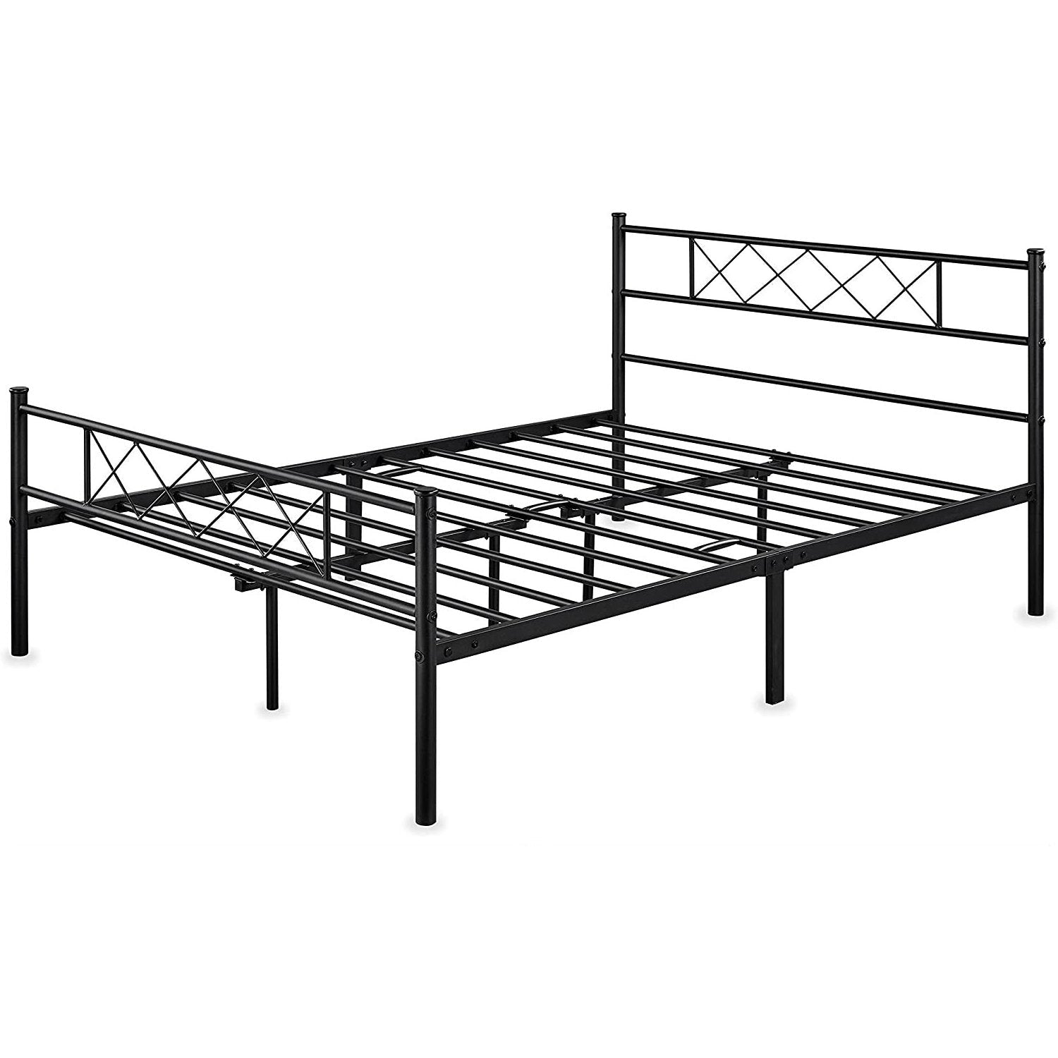 Bedroom > Bed Frames > Platform Beds - Full Size Traditional Powder Coated Slatted Metal Platform Bed