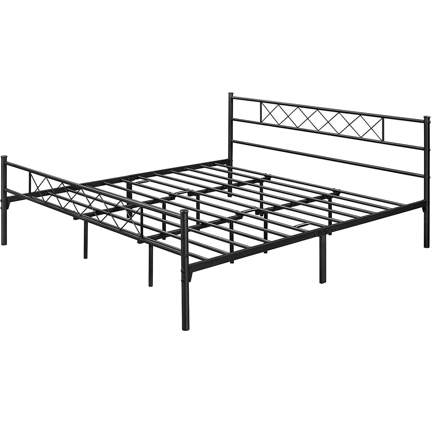 Bedroom > Bed Frames > Platform Beds - King Size Traditional Powder Coated Slatted Metal Platform Bed