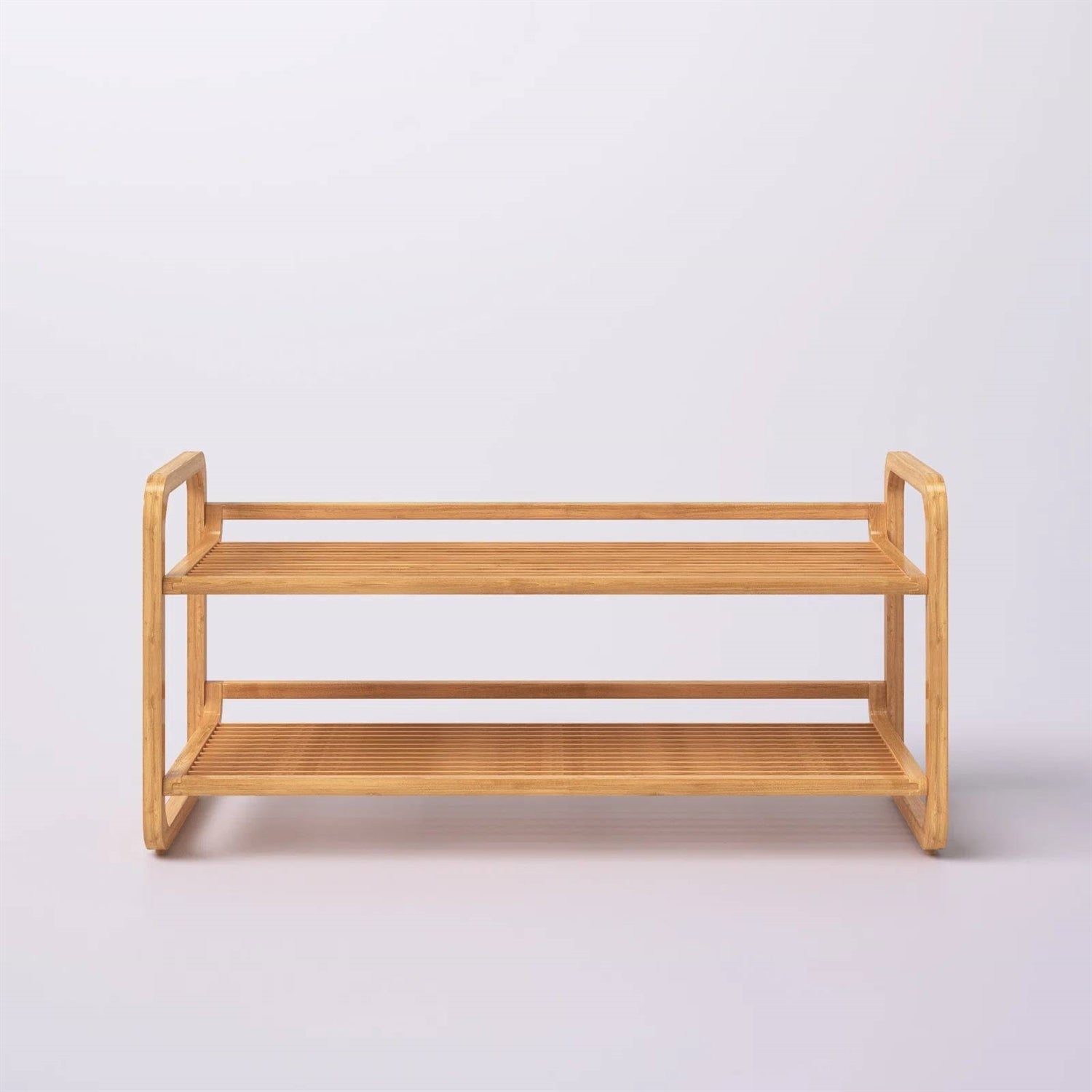 Accents > Shoe Racks - Bamboo Modern 2-Shelf Stackable Shoe Rack - Holds Up To 8 Pair Of Shoes