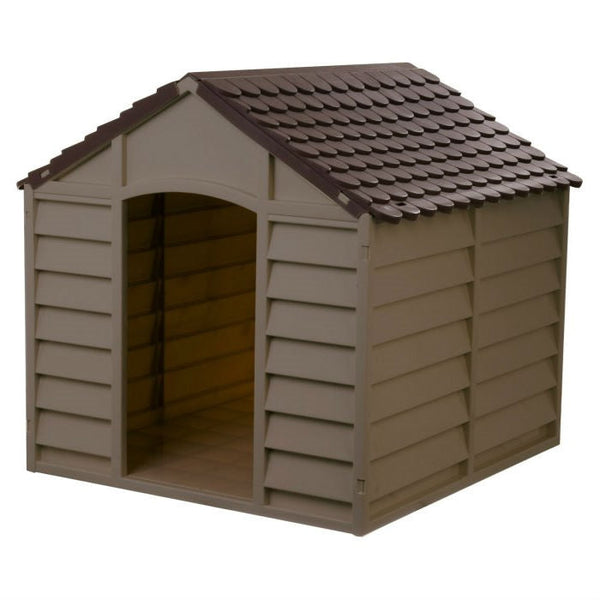Outdoor > Dog House & Cat Houses - Large Heavy Duty Outdoor Waterproof Dog House In Brown Polypropylene