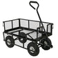 Outdoor > Gardening > Wheelbarrows Carts Wagons - Heavy Duty Black Wheelbarrow Steel Log Garden Cart