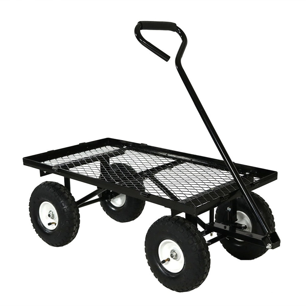 Outdoor > Gardening > Wheelbarrows Carts Wagons - Heavy Duty Black Wheelbarrow Steel Log Garden Cart