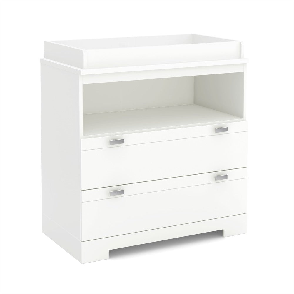 Bedroom > Kids Bedroom - Modern Nursery 2 Drawer Storage Baby Changing Table In White