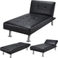 Living Room > Recliners And Chaise Lounge - Black Modern Faux Leather Chaise Lounge Recliner Sleeper Sofa