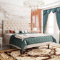 Bedroom > Bed Frames > Platform Beds - Full Size Beige Linen Upholstered Platform Bed With Button-Tufted Headboard