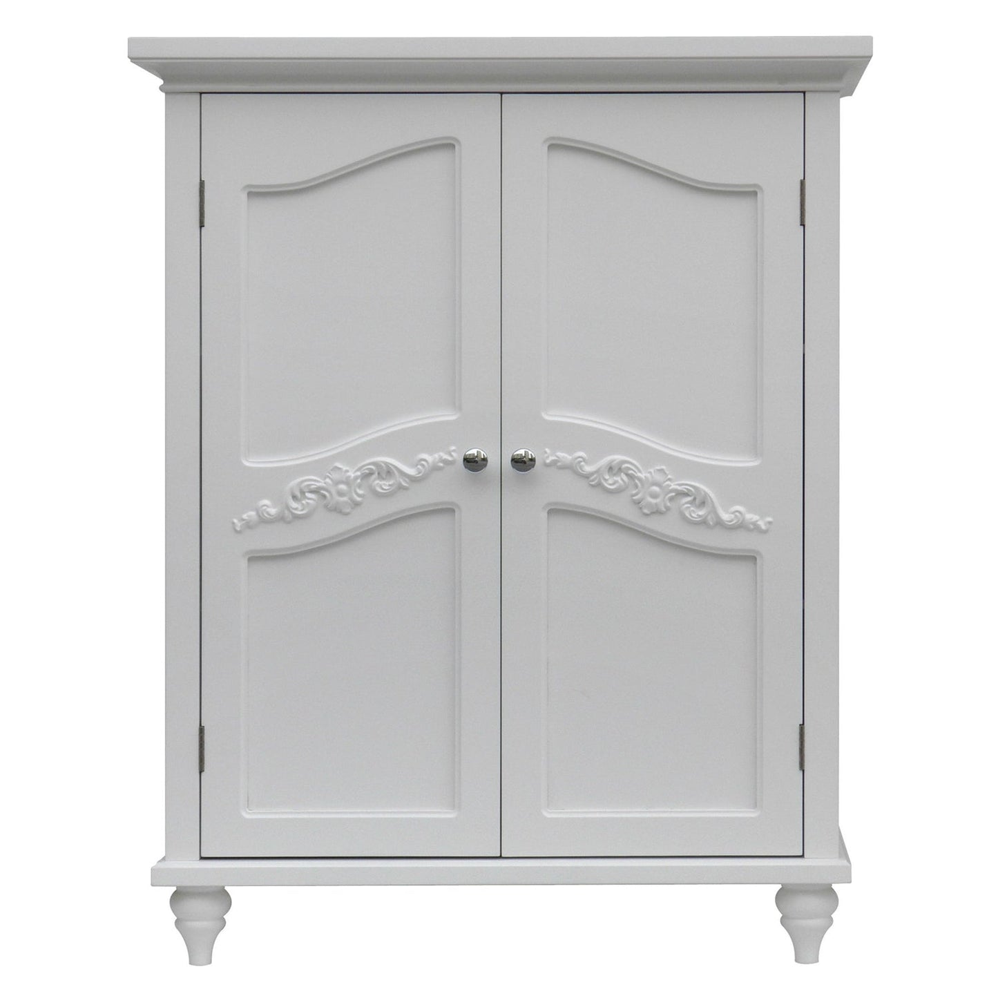 Bathroom > Bathroom Cabinets - Bathroom Linen Storage Floor Cabinet With 2-Doors In White Wood Finish