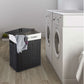 Bathroom > Laundry Hampers - Black Bamboo 2-Bin Lights Darks Laundry Hamper With Handles