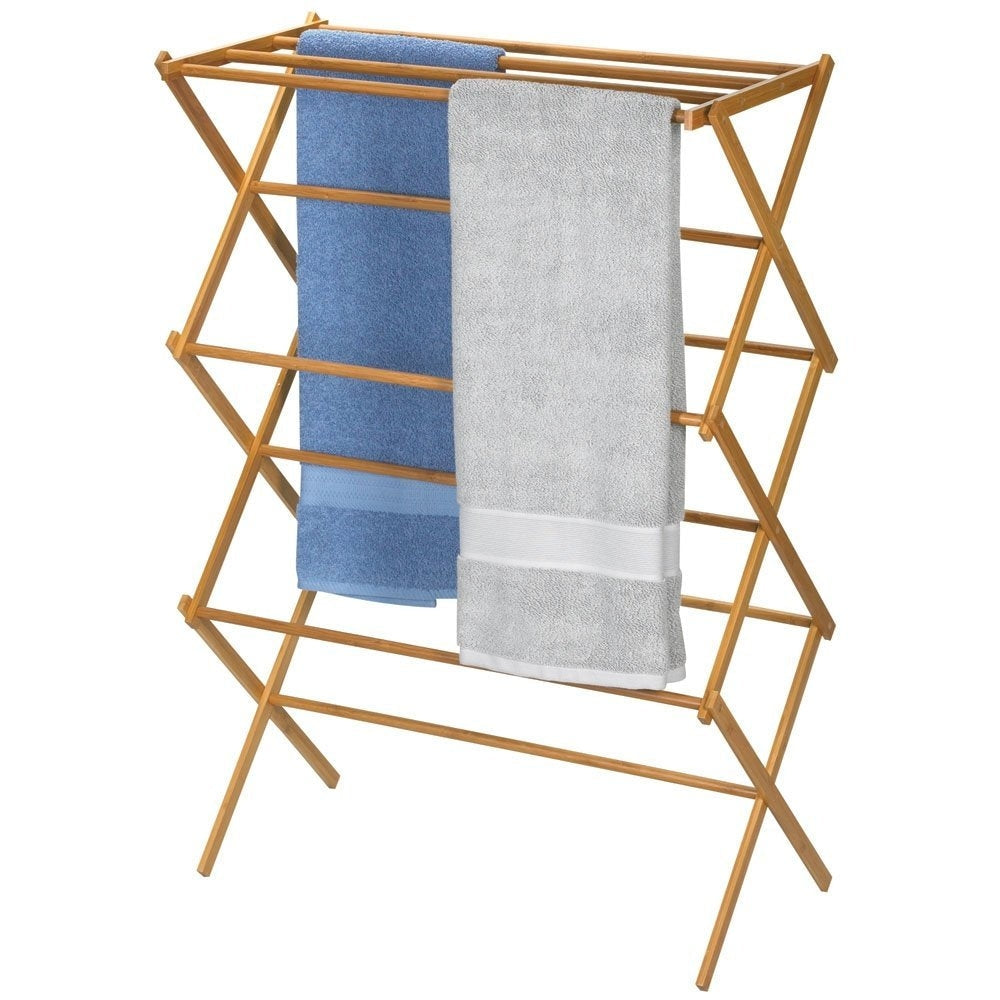 Eco-Friendly > Laundry - Folding Laundry Clothes Drying Rack In Bamboo Wood
