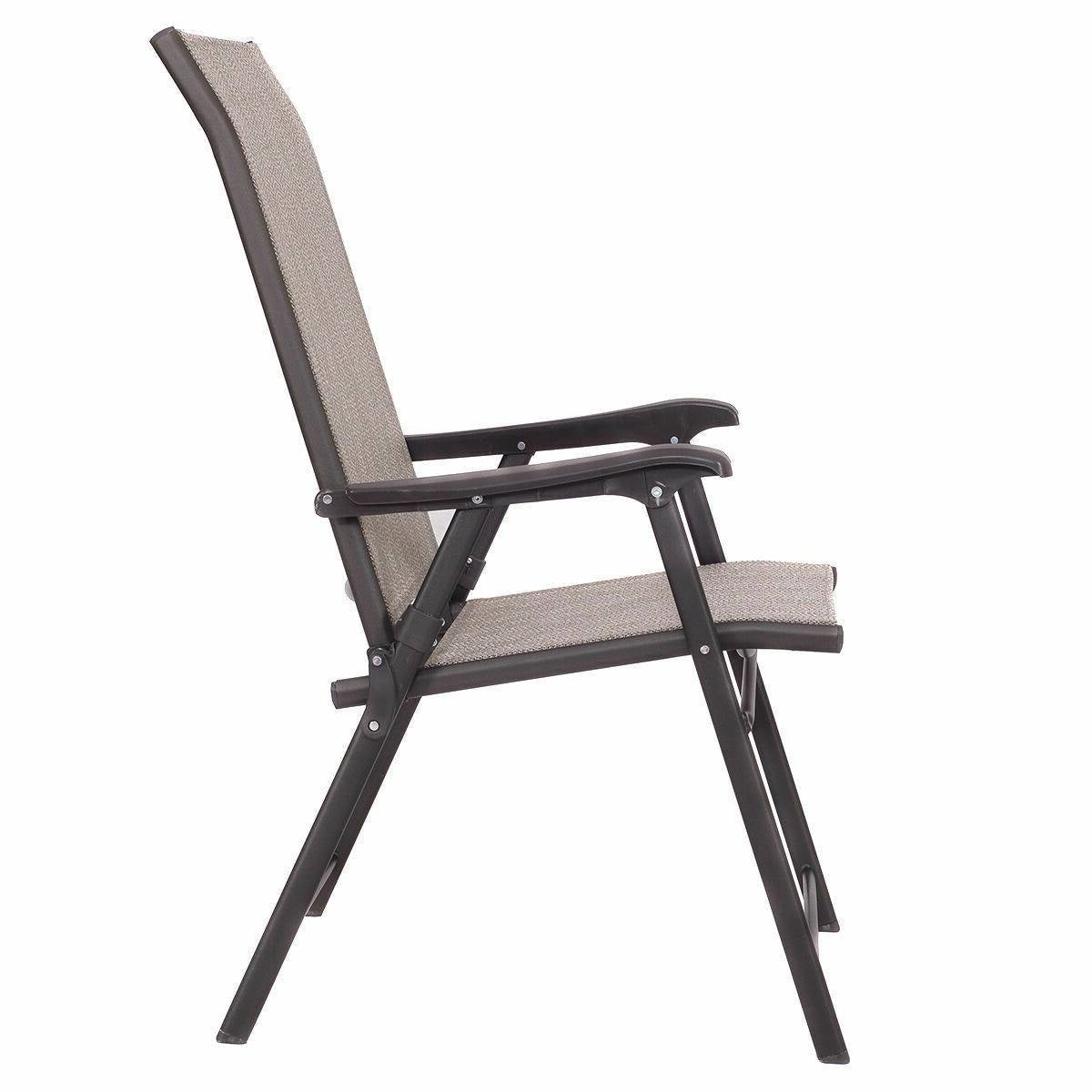 Outdoor > Outdoor Furniture > Patio Chairs - Set Of 2 Outdoor Folding Patio Chairs In Brown With Black Metal Frame