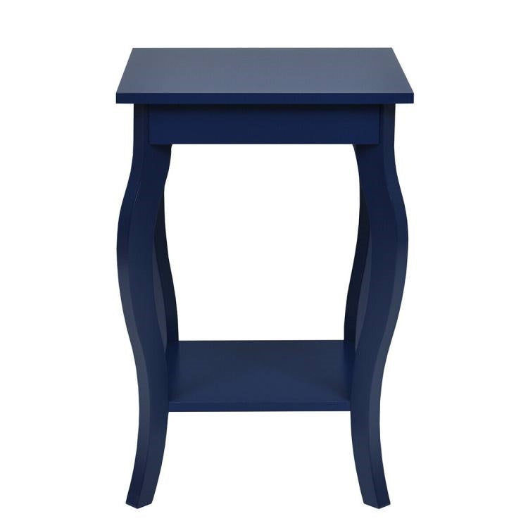 Bedroom > Nightstand And Dressers - Stylish Nightstand End Table In Dark Blue Wood Finish - Set Of 2