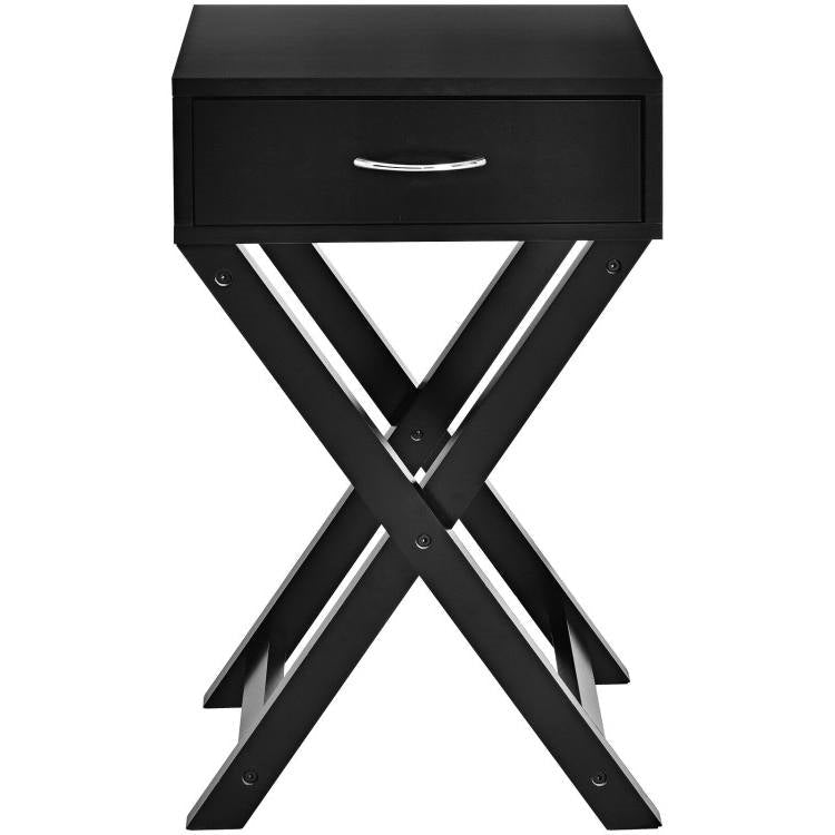 Bedroom > Nightstand And Dressers - X-Shape 1 Drawer Nightstand End Side Table Storage In Black