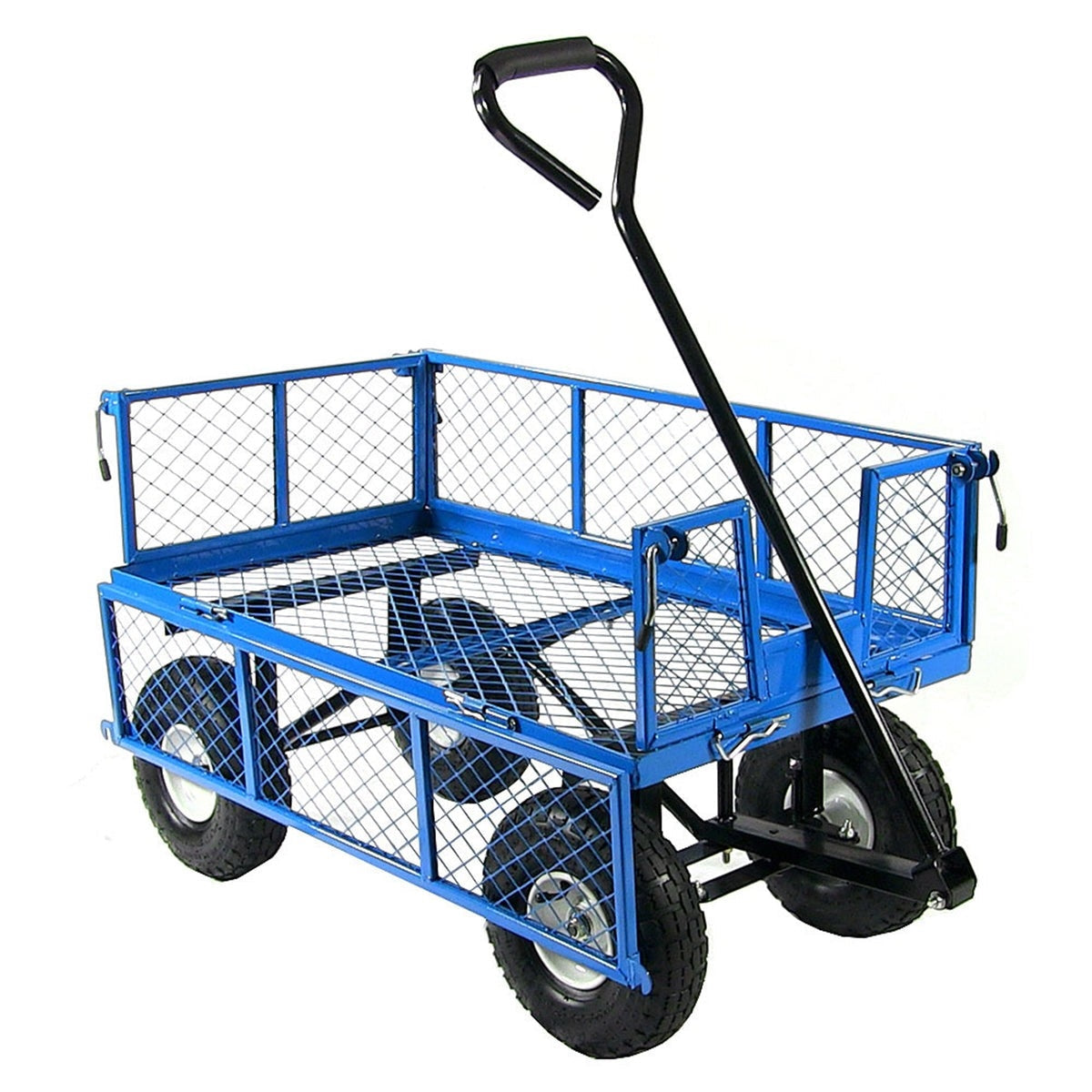 Outdoor > Gardening > Wheelbarrows Carts Wagons - Heavy Duty Blue Wheelbarrow Steel Log Garden Cart