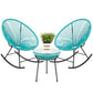 Outdoor > Outdoor Furniture > Patio Furniture Sets - 3 Piece Teal Oval Patio Woven Rocking Chair Bistro Set