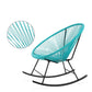 3 Piece Teal Oval Patio Woven Rocking Chair Bistro Set-Novel Home