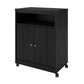 Kitchen > Kitchen Carts - Black Utility Cart / Kitchen Microwave Cart With Casters