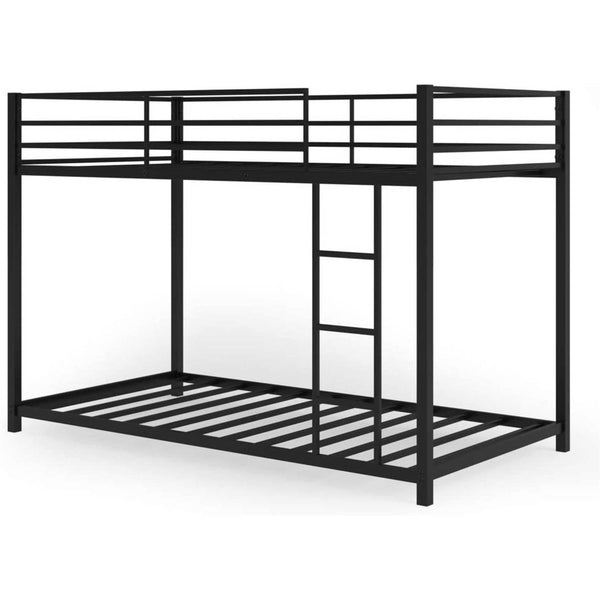 Bedroom > Bed Frames > Bunk Beds - Twin Over Twin Low Profile Modern Bunk Bed Frame In Black Metal Finish