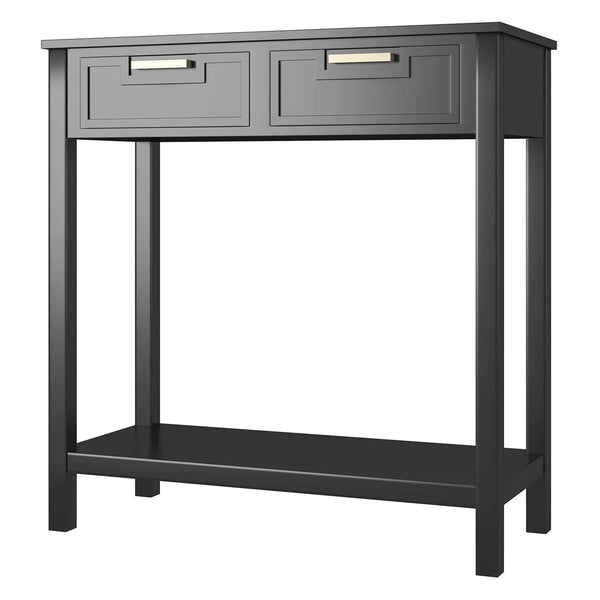 Accents > Benches - Modern Entryway Accent 2 Drawer Sofa Side Table Black