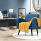 Living Room > Accent Chairs - Mid-Century Modern Blue Linen Upholstered Accent Chair With Wooden Legs